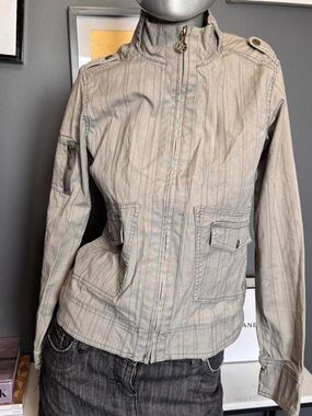 ORB Y2K Grey Moto Style High Neck Jacket